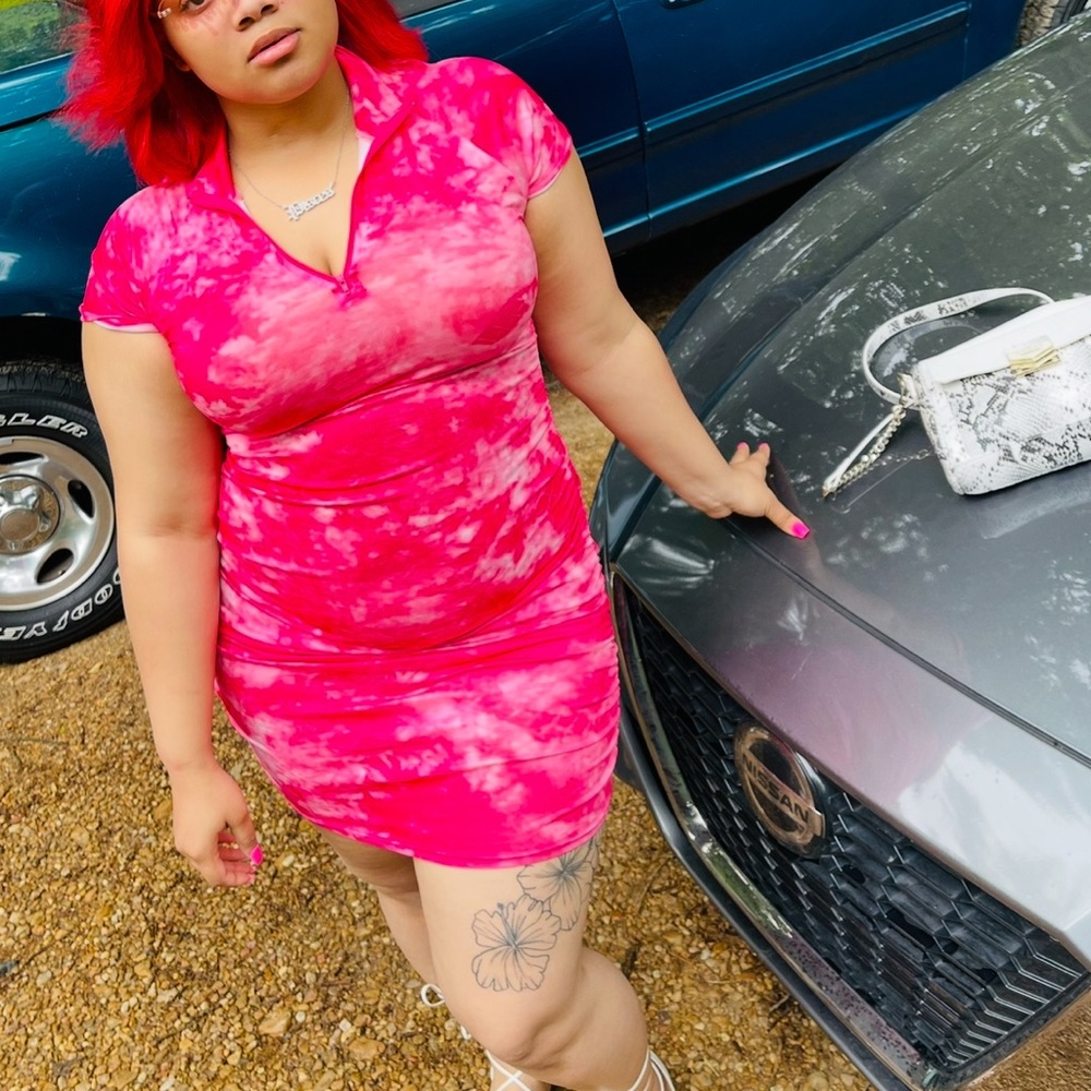 Vibrant Pink Tie-Dye Dress